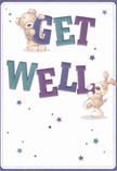 With a lively charm that echoes through East Sheen, this get well card offers an emotional lift sure to brighten someone's day. Two delightful figures-a teddy bear and a puppy-spring from the page, each interacting joyfully with the large, colourful letters spelling 'Get Well.' The energetic indigo and teal text contrasts warmly against a creamy backdrop, reminiscent of fresh bouquets waiting to be delivered along East Sheen's busy high street. Starbursts in shades of purple and blue glimmer playfully, adding a whimsical air that conjures memories of shared celebrations in local parks. The illustrated textures-fluffy fur, soft ears-feel almost close enough to touch, delivering a comforting presence that invites the imagination to rest. The whole scene says more than words ever could, radiating a message of hope, care, and quick recovery. For those in East Sheen, a card like this, perhaps sent alongside a thoughtfully arranged bouquet, is a gentle act of kindness-reminding us that even the simplest gesture can have a powerful effect on someone's healing journey.